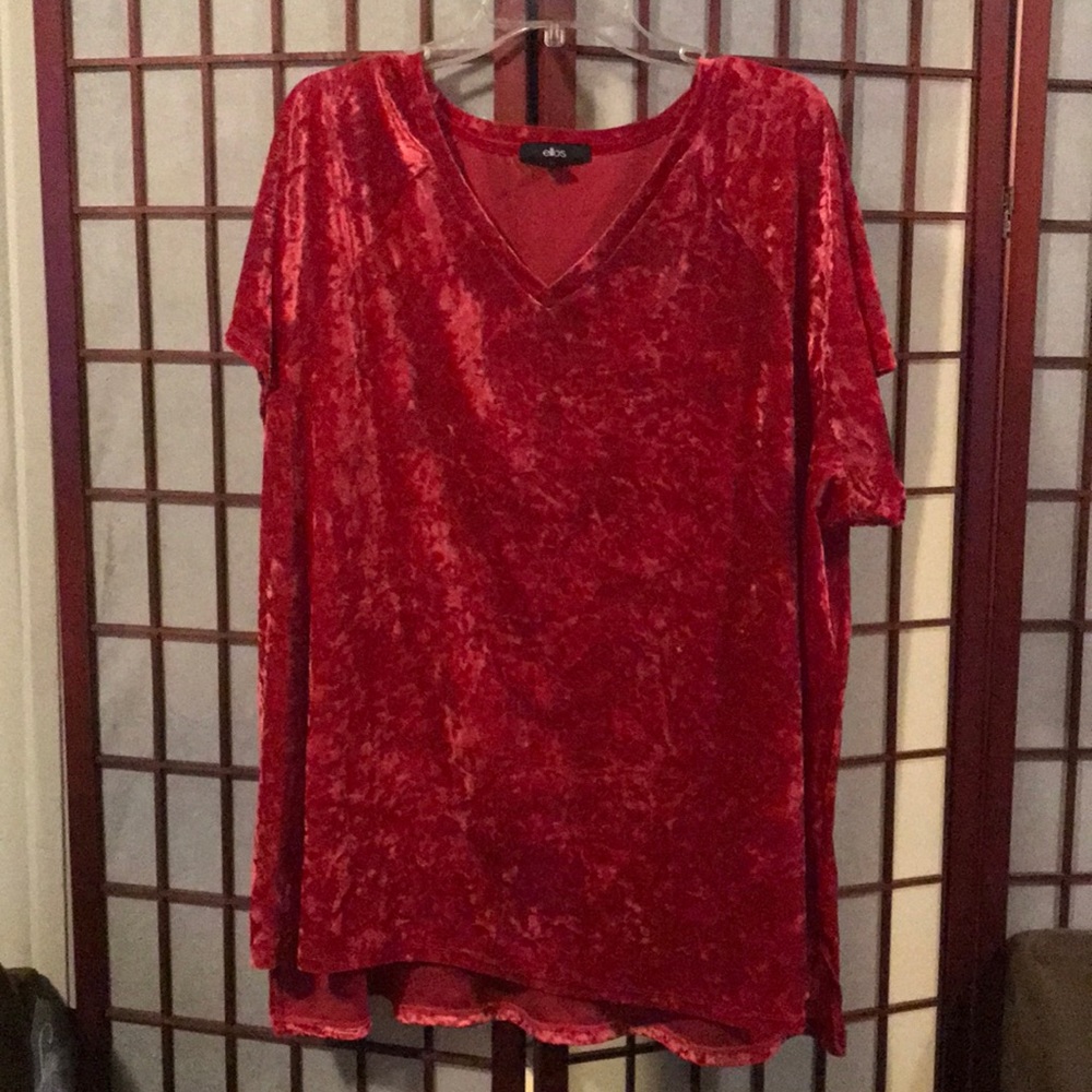 Red Velour V Neck